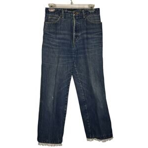 Pierre Cardin Paris New York VINTAGE Straight Leg Jeans Lace Cuffed Blue Size 10
